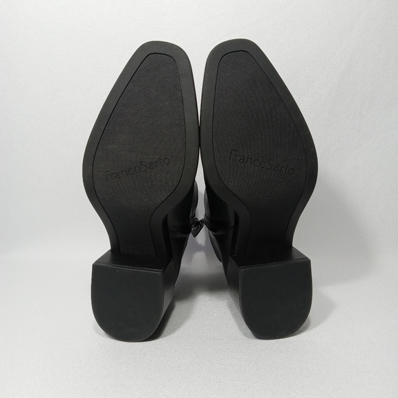 FRANCO SARTO Womens Dalden Black Leather Chunky Heel Ankle Boot Size 9.5 - Picture 12 of 12